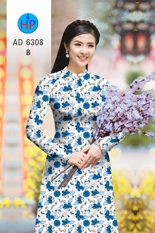 Vải Áo Dài Hình Bướm AD 6308 1